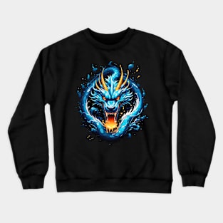 Roaring Blue Sapphire Dragon retro vintage 80s design Crewneck Sweatshirt